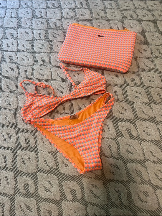 triangl swimwear Other - triangl swimwear Neon Orange and Pink Patterned Bikini Top with Blue Accents